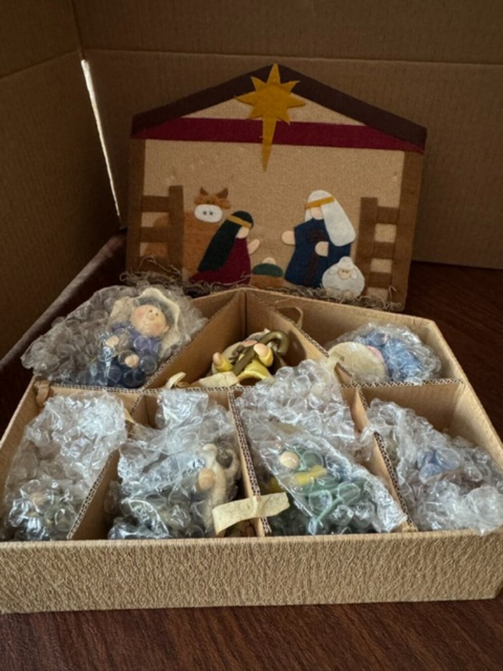 Vintage polymer clay and felt nativity set